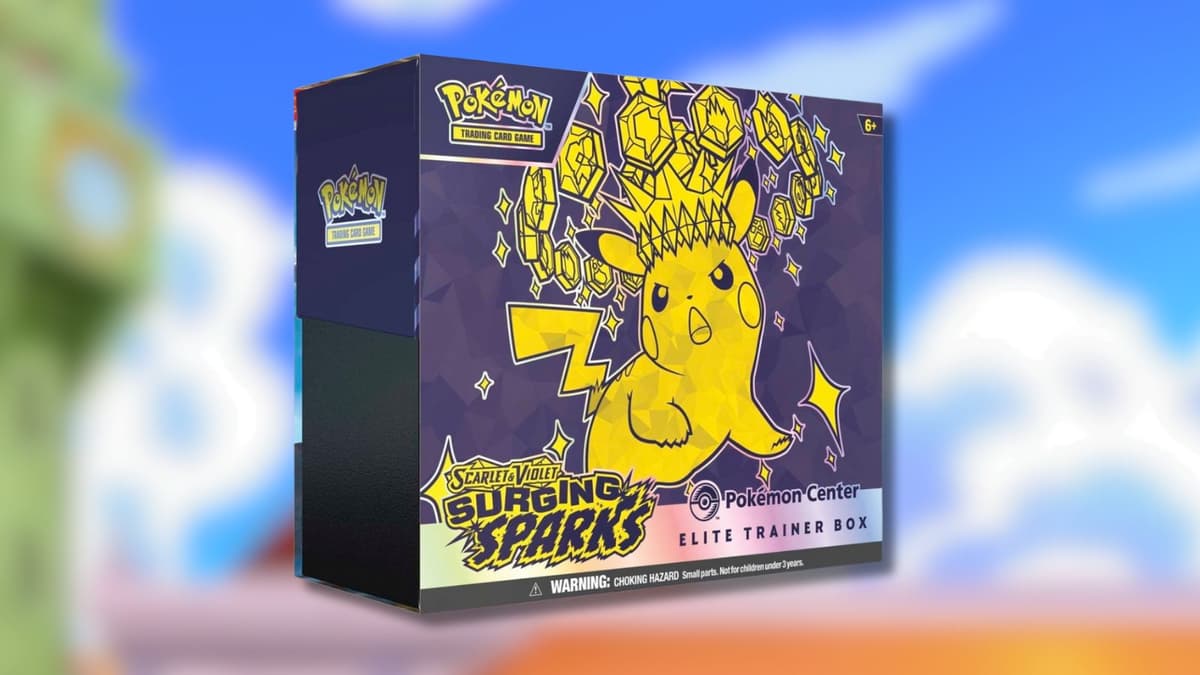 Produit de cartes Pokemon Surging Sparks Elite Trainer Box.
