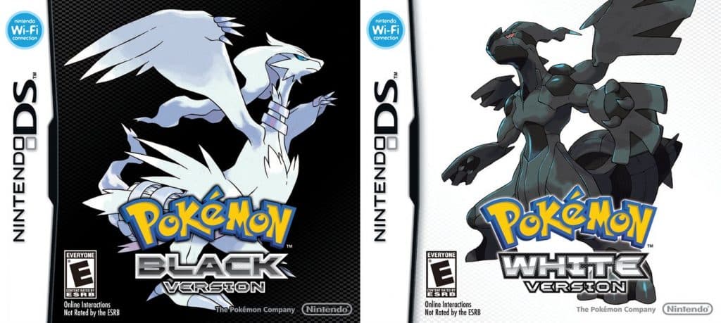 Pokémon couvertures noire et blanche côte à côte