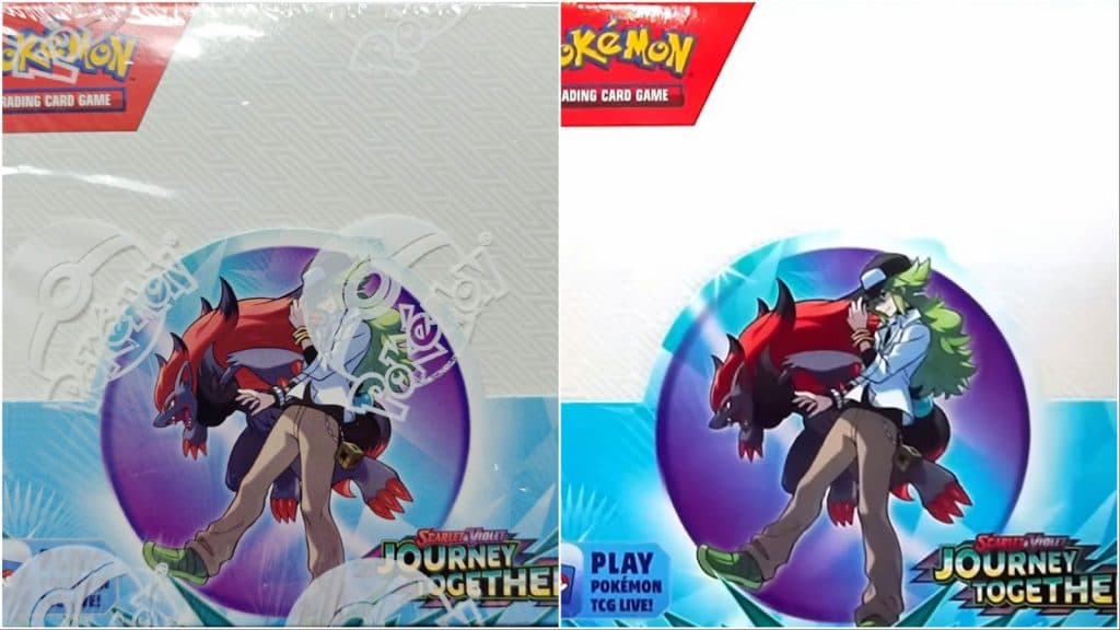 Capture d'écran montrant un paquet Pokemon TCG scellé et non scellé.