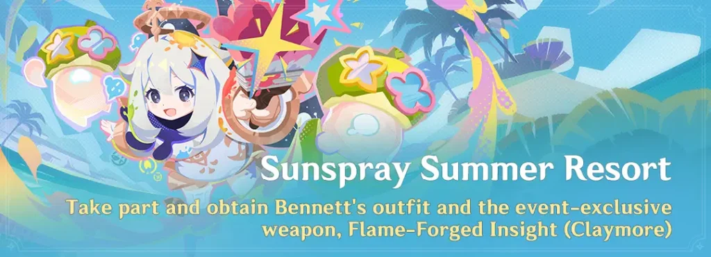 Événement "Sunspray Summer Resort" : Participez pour débloquer la tenue de Bennett et le secret de l'arme exclusive, Flame-Forged Insight (Claymore) !