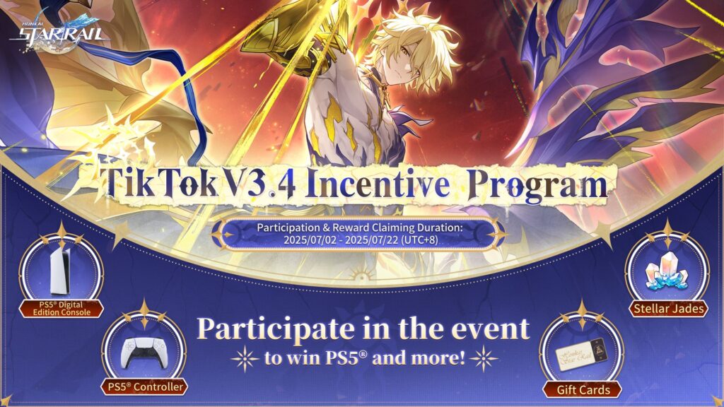 Le Programme d'Incentives V3.4 TikTok — Édition Phainon est maintenant en ligne ! Participez pour gagner des Consoles PS5® Digital Edition, des Manettes PS5® et bien plus encore !